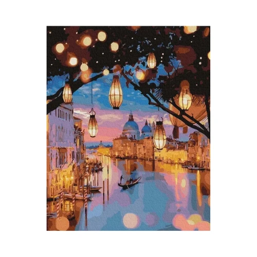 Winder Home Tapyba pagal skaičius – paveikslas, dažai, teptukai, rinkinys „Venecija naktį“, 40×50 cm