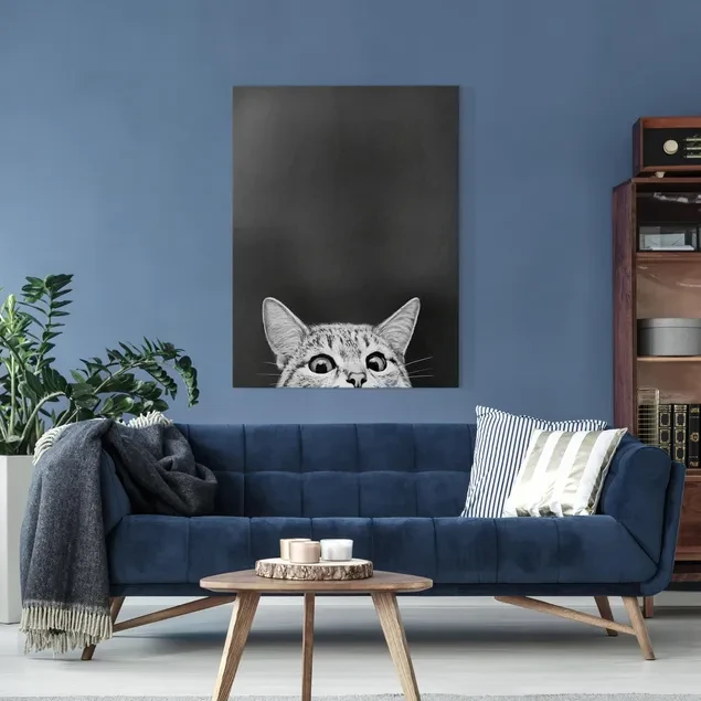 Winder Home Tapyba pagal skaičius – paveikslas, dažai, teptukai, rinkinys „Smalsi katė tamsiame fone“, 40×50 cm