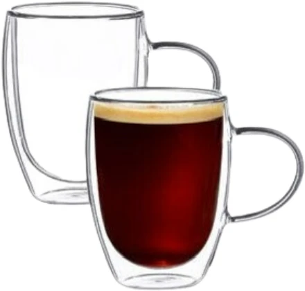 Winder Home Termo stiklinė su rankenėle 350 ml iš borosilikatinio stiklo – dvigubos sienelės, 4 vnt.