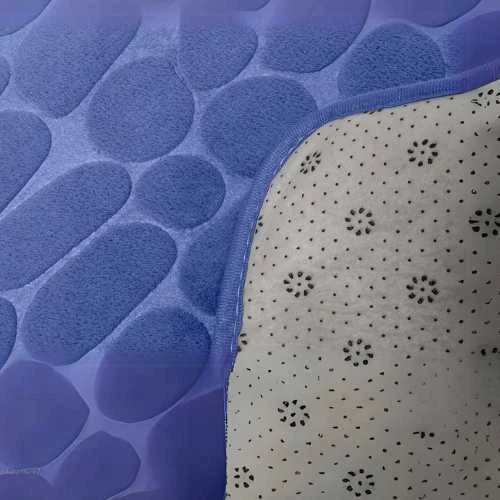 Winder Home Vonios kambario kilimėlis „Stones“ – mėlynas, neslystantis ir minkštas, 80 × 50 cm
