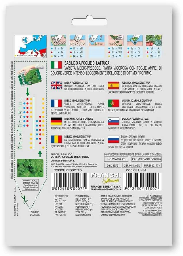Bazilikai kvapieji A FOGLIE DI LATTUGA