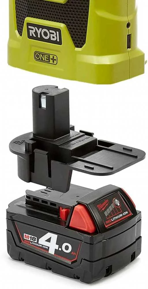 Akumuliatoriaus adapteris MILWAUKEE akumuliatorius į Ryobi 18V įrankį, Badaptor BADAPTOR-MIL-RYO-BX – Naudokite Milwaukee M18 akumuliatorių galią Ryobi 18V ONE+ sodo įrankiams valdyti