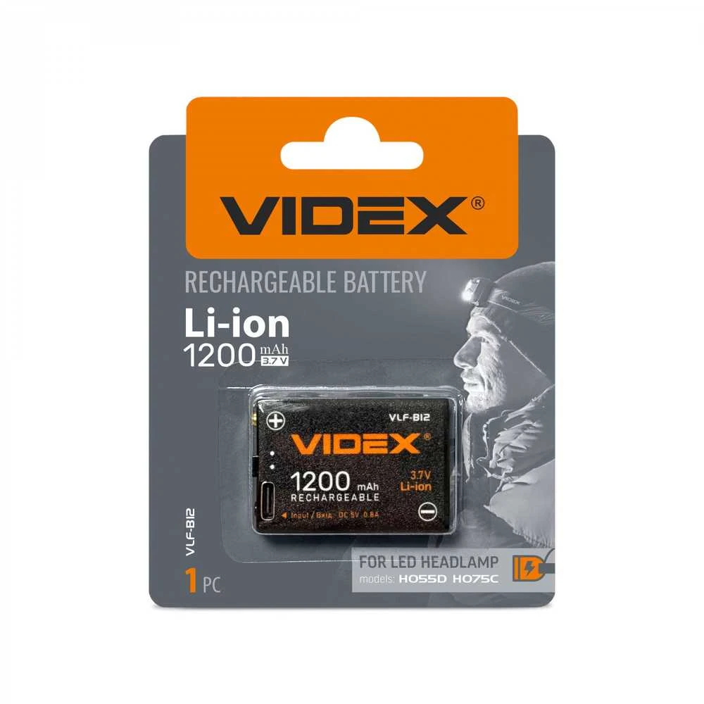 Atsarginis akumuliatorius Li-ion 1200mAh VIDEX VLF-B12 – Suderinamas ar galvos žibintais H055D ir H075C ilgalaikiam nepertraukiamam darbui užtikrinti