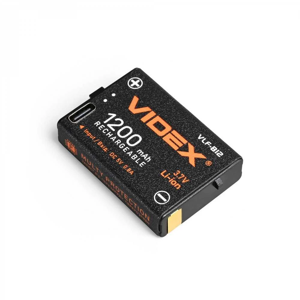 Atsarginis akumuliatorius Li-ion 1200mAh VIDEX VLF-B12 – Suderinamas ar galvos žibintais H055D ir H075C ilgalaikiam nepertraukiamam darbui užtikrinti