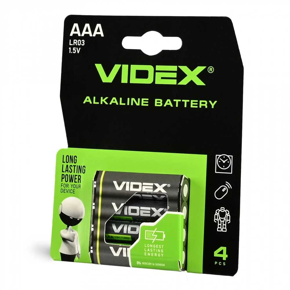 Baterijos AAA VIDEX (4 x 5 = 20 vnt.) Alkaline, 1.5V, 1200mAh