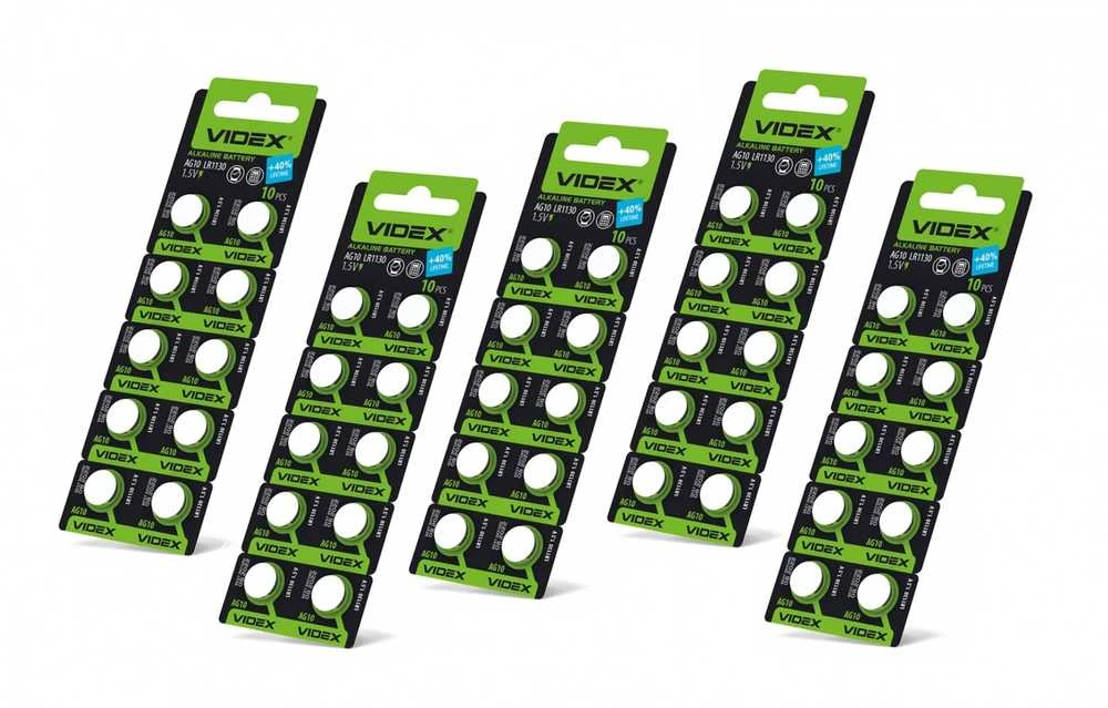 Baterijos AG10 / LR1130 VIDEX (30 vnt.) 1.5V Alkaline 78mAh