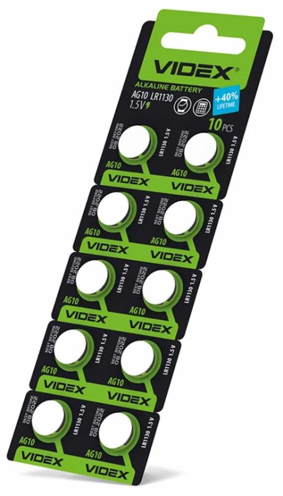 Baterijos AG10 / LR1130 VIDEX (30 vnt.) 1.5V Alkaline 78mAh