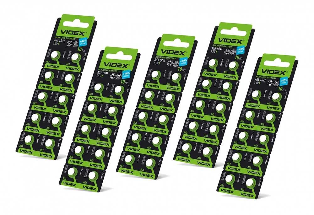 Baterijos AG3 / LR41 VIDEX (30 vnt.) 1.5V Alkaline 41mAh