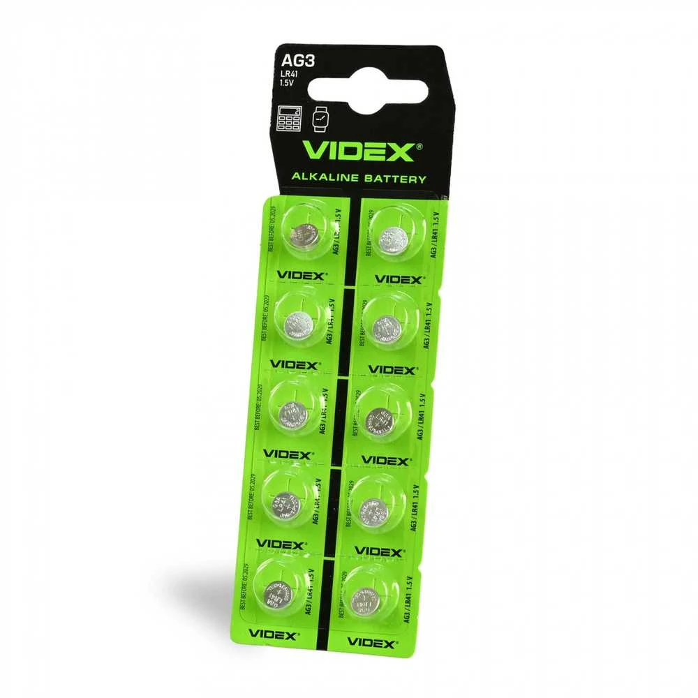 Baterijos AG3 / LR41 VIDEX (30 vnt.) 1.5V Alkaline 41mAh