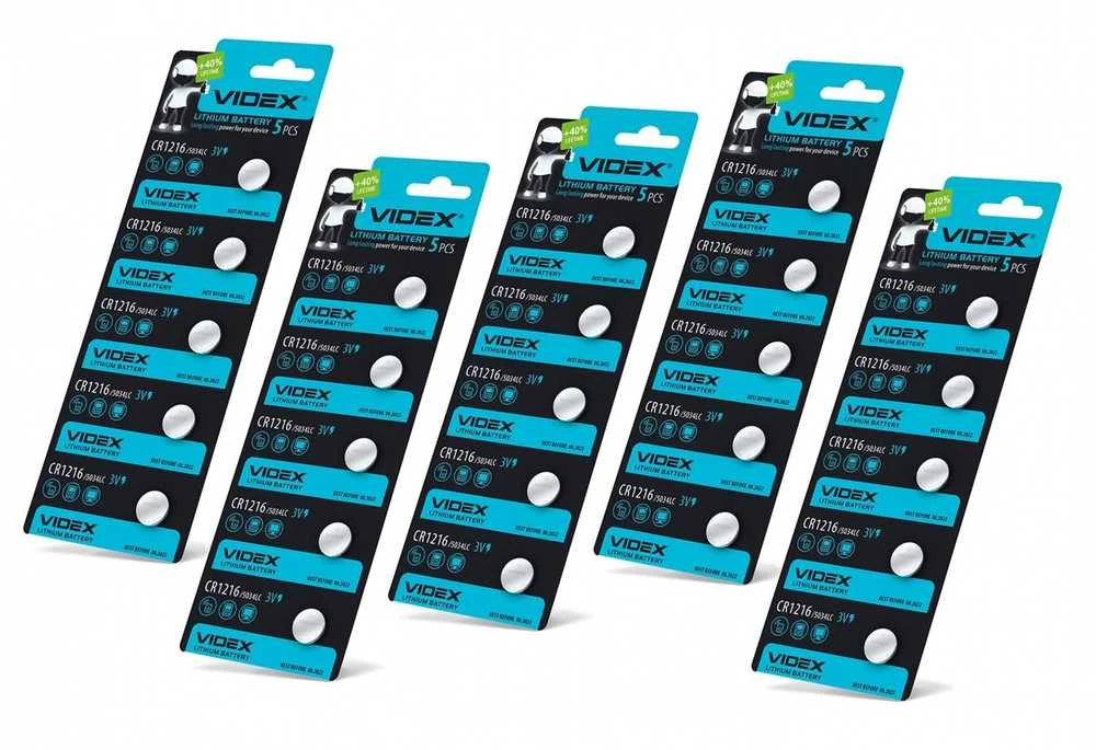 Baterijos VIDEX CR1216 (15 vnt.) 3V Lithium 25mAh
