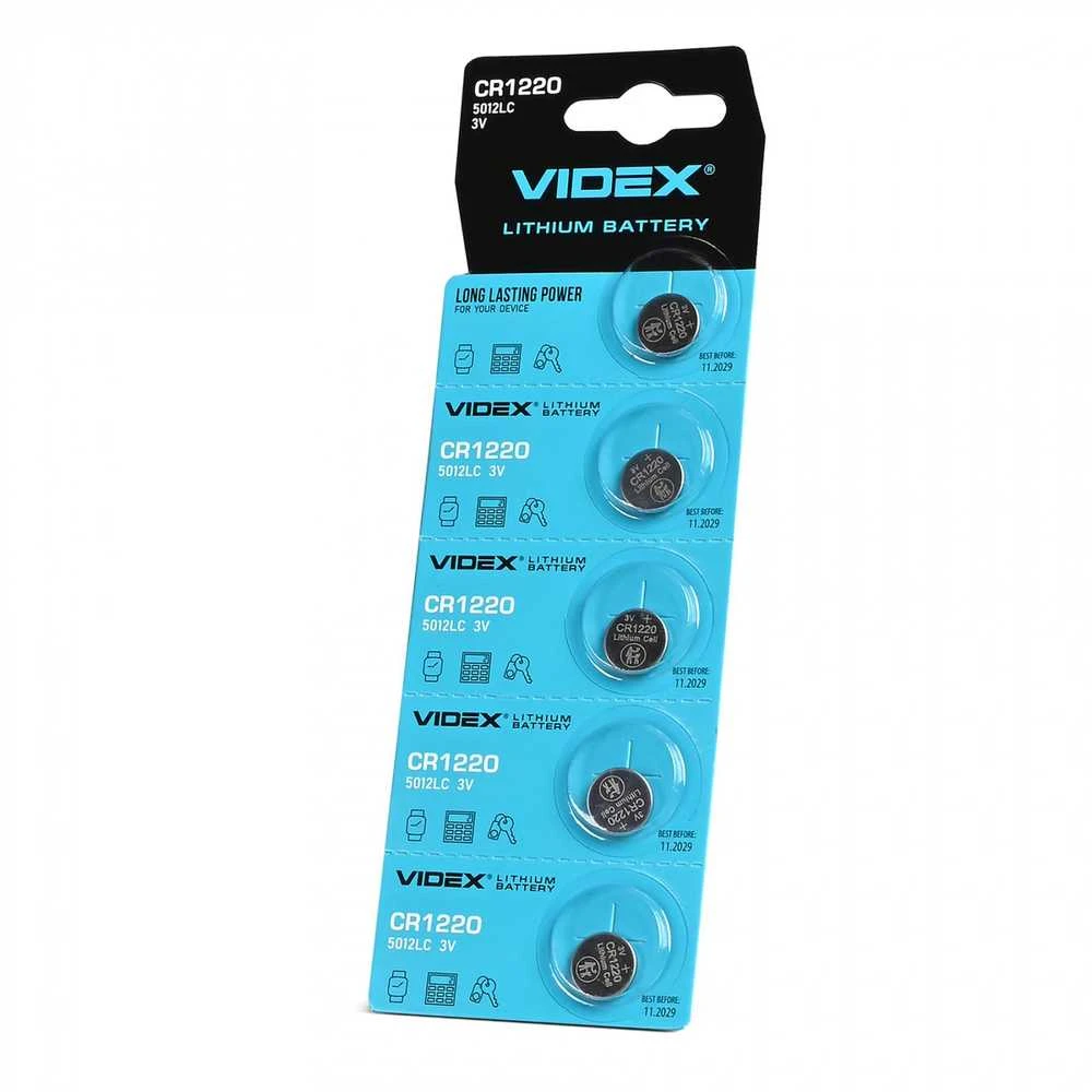 Baterijos VIDEX CR1220 (15 vnt.) 3V Lithium 40mAh
