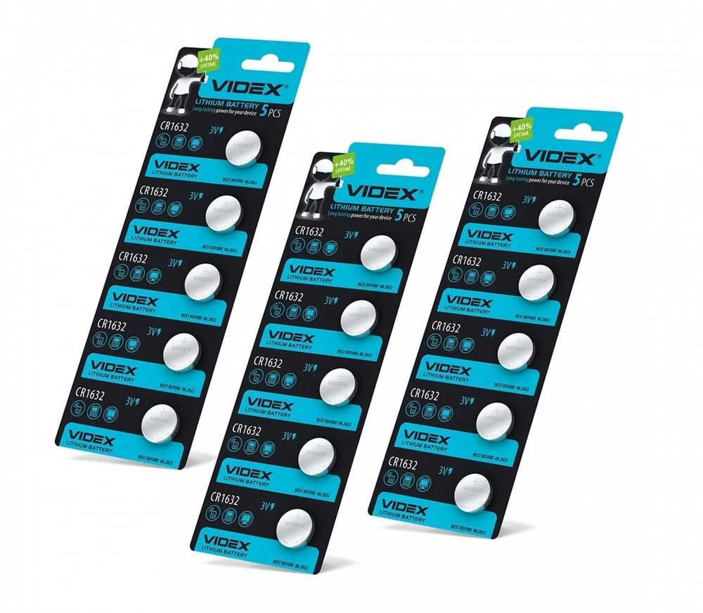 Baterijos VIDEX CR1632 (15 vnt.) 3V Lithium 130mAh