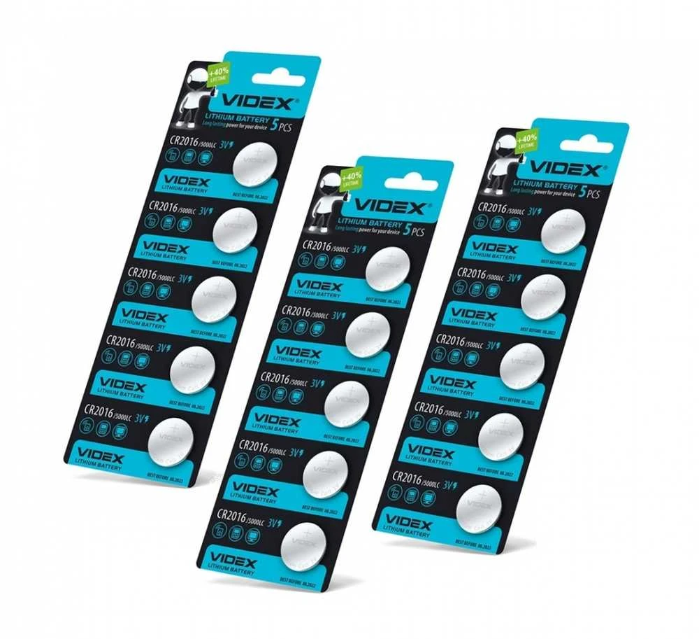 Baterijos VIDEX CR2016 (15 vnt.) 3V Lithium 80mAh
