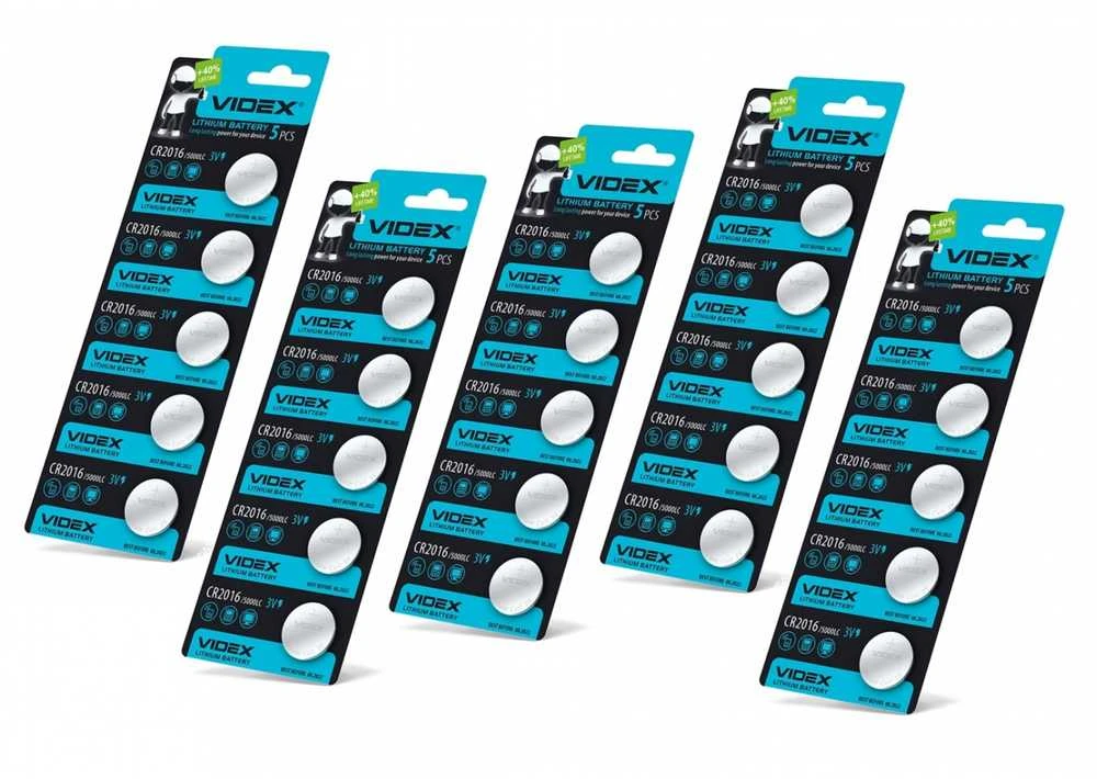 Baterijos VIDEX CR2016 (15 vnt.) 3V Lithium 80mAh