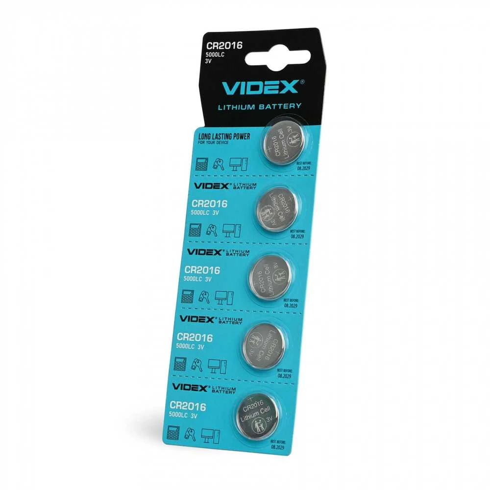 Baterijos VIDEX CR2016 (15 vnt.) 3V Lithium 80mAh