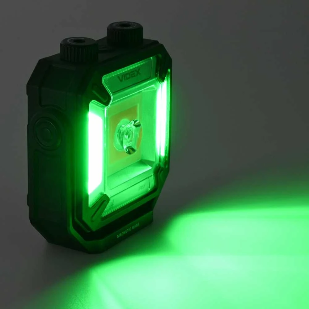 Darbinis LED žibintuvėlis Luminus SST20 10W + COB 15W, Raudona/Žalia šviesa, 1500Lm, 2x18650 2200mAh, VIDEX VLF-M048 – Magnetinis fiksavimas ir Powerbank