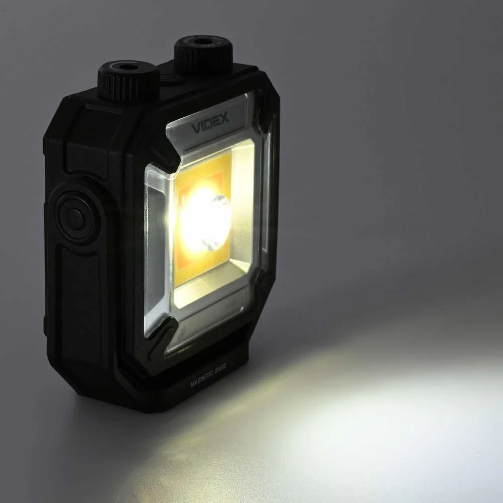 Darbinis LED žibintuvėlis Luminus SST20 10W + COB 15W, Raudona/Žalia šviesa, 1500Lm, 2x18650 2200mAh, VIDEX VLF-M048 – Magnetinis fiksavimas ir Powerbank