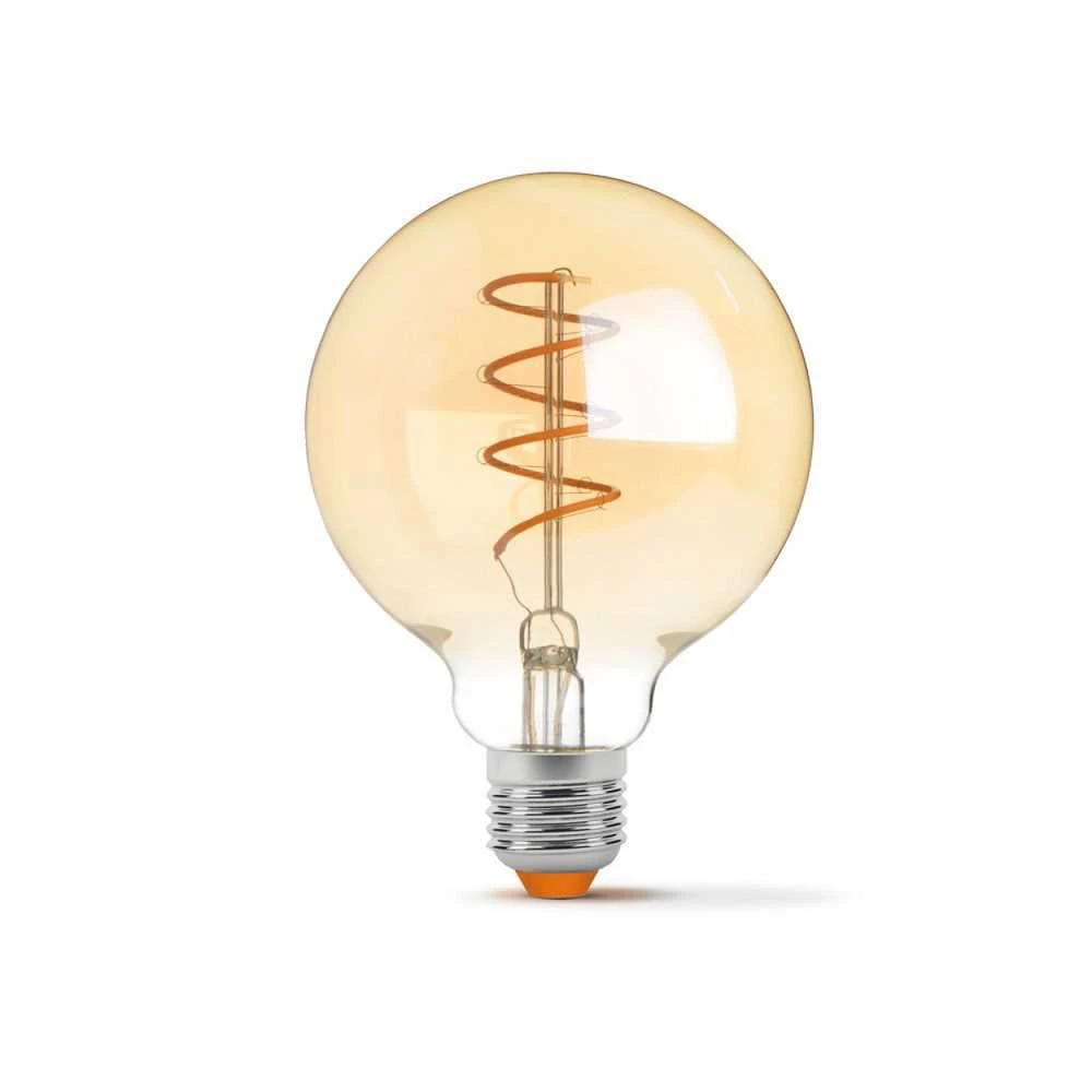 Kaitrinė (Filament) LED lemputė E27 4W 300Lm 2200K kampas<360* Dimeriuojama, VIDEX VLE-G95FASD-04272 | G95 – Pilno stiklo korpusas ir 360° šviesos sklaida