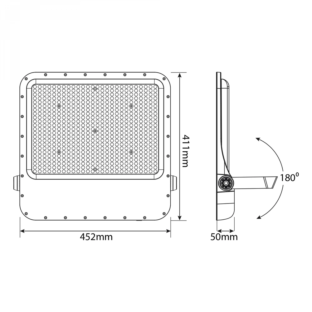 Didelės galios pramoninis LED prožektorius 400W 60 000Lm 5000K IP65 VIDEX VL-F2-4005G – Didžiulė 400W galia ir apsauga nuo įtampos svyravimų