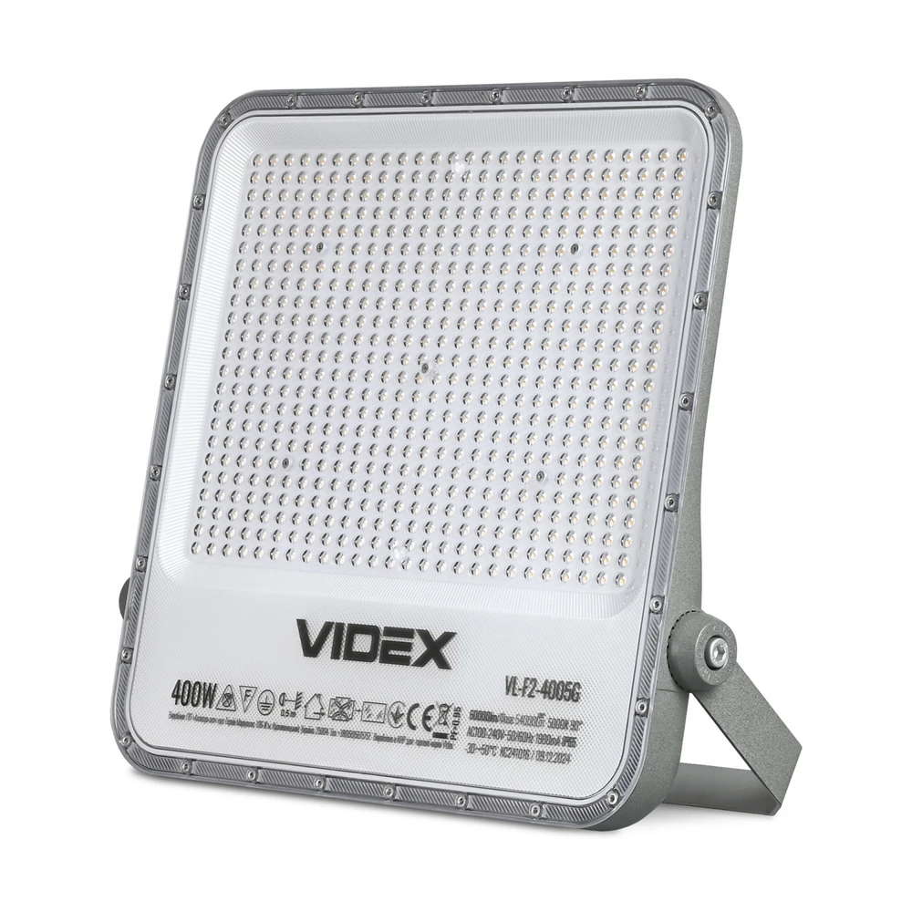 Didelės galios pramoninis LED prožektorius 400W 60 000Lm 5000K IP65 VIDEX VL-F2-4005G – Didžiulė 400W galia ir apsauga nuo įtampos svyravimų