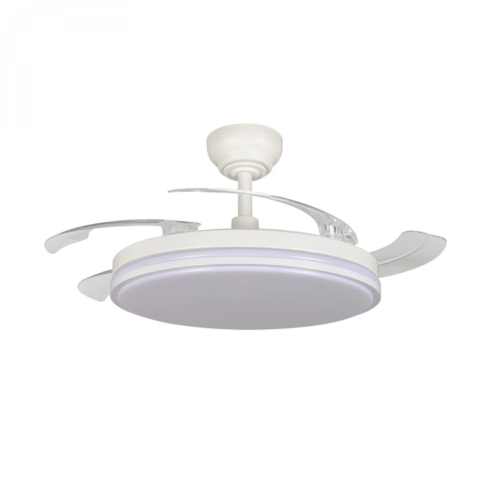 Lubinis šviestuvas Dimeriuojama LED lubinė lempa su ventiliatoriumi ir pultu 60W 5400Lm 3000K-4200K-6000K IP20 VIDEX VL-CLF01-60CW | balta – Įmontuotas oro ventiliatorius su 6 režimais ir nuotolinio valdymo pulteliu