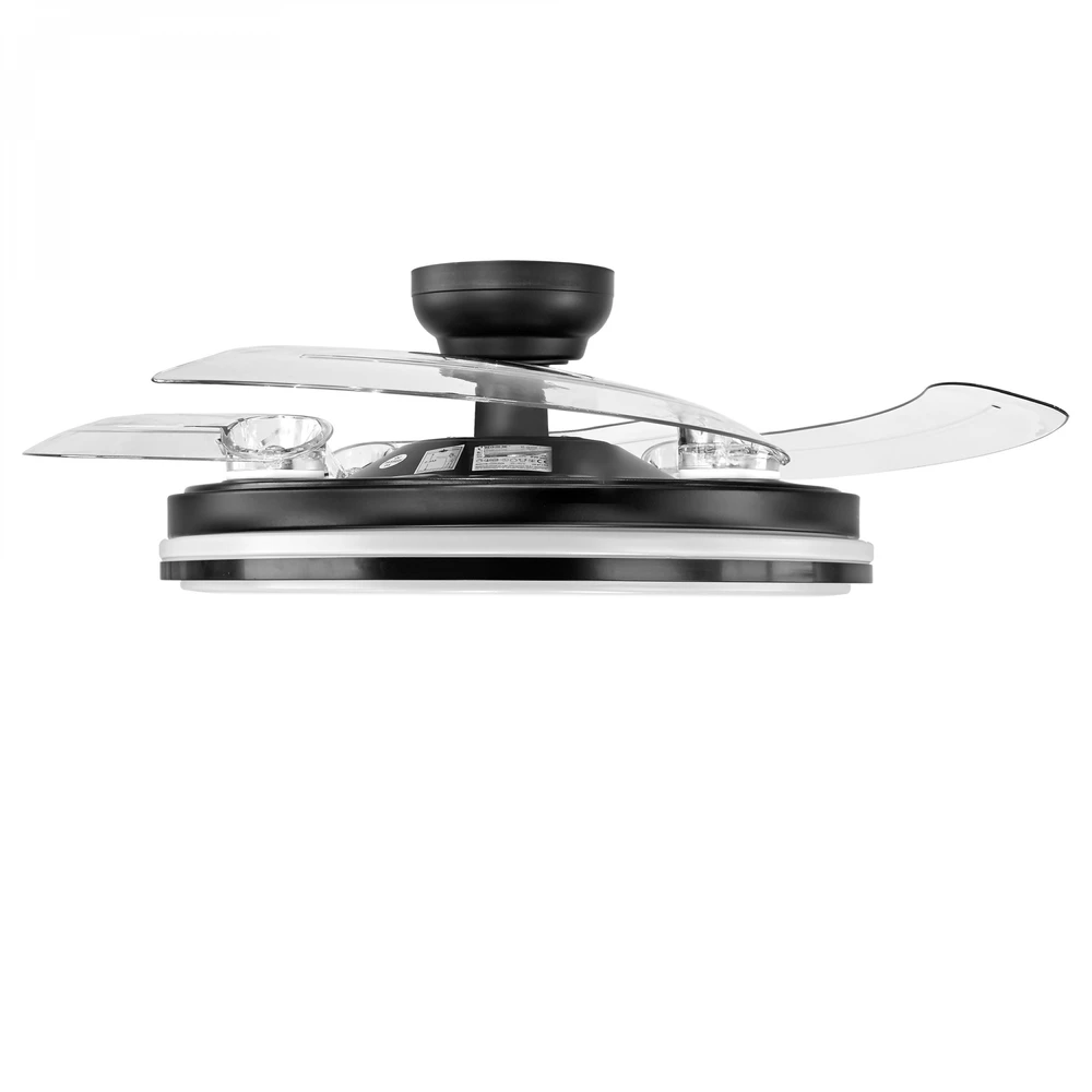 Lubinis šviestuvas Dimeriuojama LED lubinė lempa su ventiliatoriumi ir pultu 60W 5400Lm 3000K-4200K-6000K IP20 VIDEX VL-CLF01-60CB | juoda – Įmontuotas oro ventiliatorius su 6 režimais ir nuotolinio valdymo pulteliu