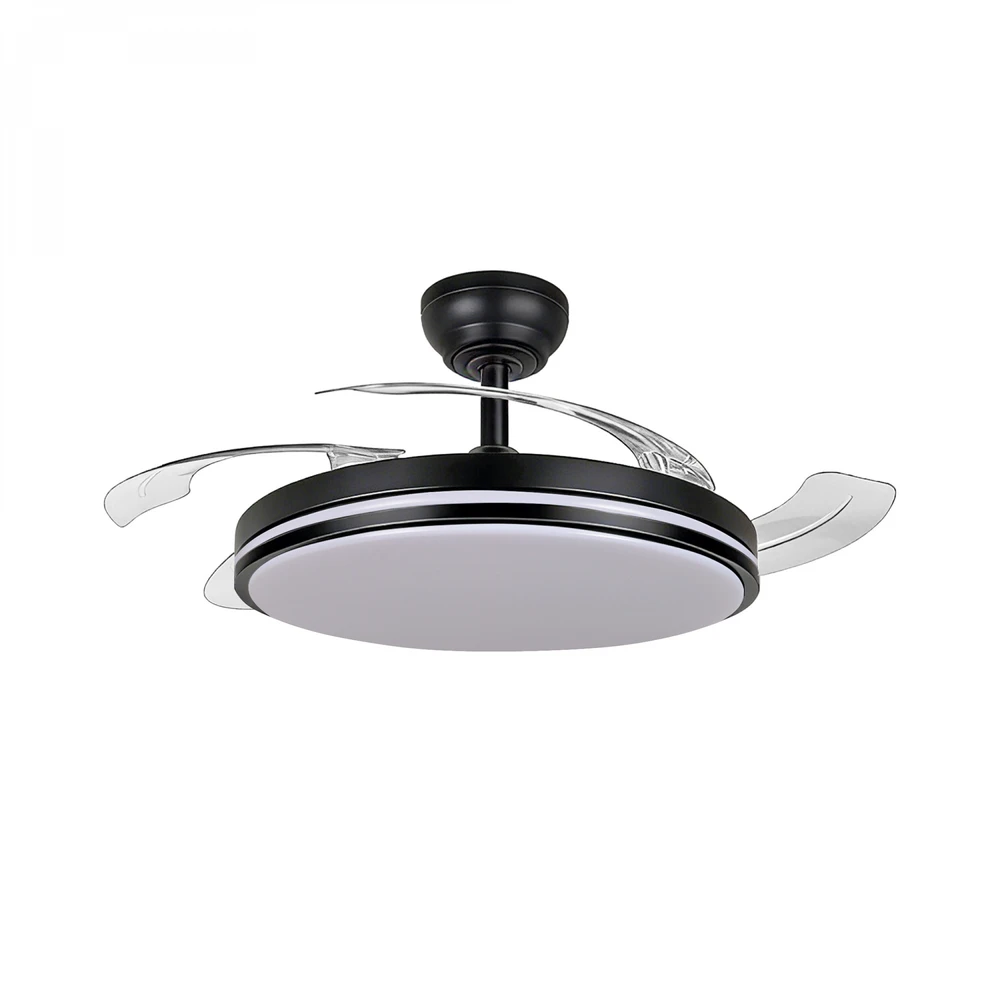 Lubinis šviestuvas Dimeriuojama LED lubinė lempa su ventiliatoriumi ir pultu 60W 5400Lm 3000K-4200K-6000K IP20 VIDEX VL-CLF01-60CB | juoda – Įmontuotas oro ventiliatorius su 6 režimais ir nuotolinio valdymo pulteliu