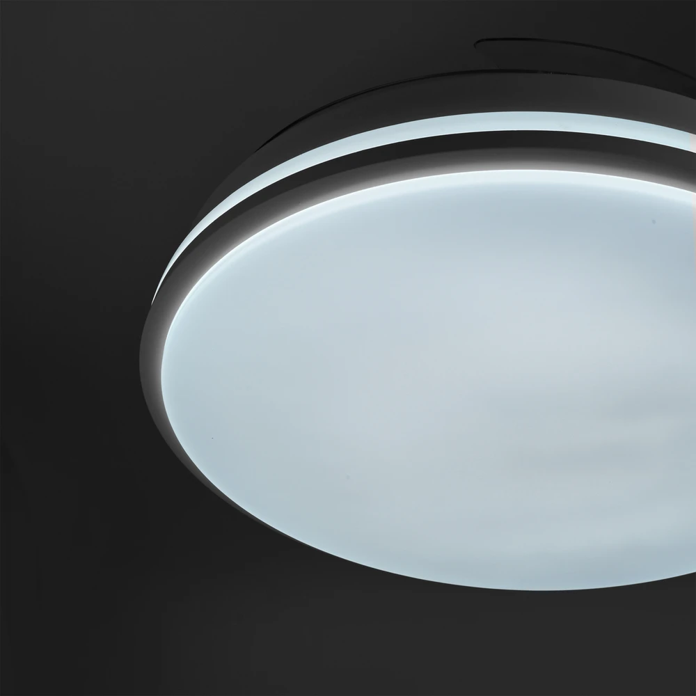 Lubinis šviestuvas Dimeriuojama LED lubinė lempa su ventiliatoriumi ir pultu 60W 5400Lm 3000K-4200K-6000K IP20 VIDEX VL-CLF01-60CW | balta – Įmontuotas oro ventiliatorius su 6 režimais ir nuotolinio valdymo pulteliu