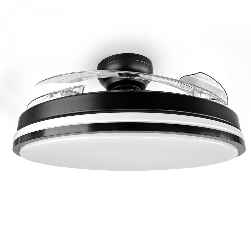 Lubinis šviestuvas Dimeriuojama LED lubinė lempa su ventiliatoriumi ir pultu 60W 5400Lm 3000K-4200K-6000K IP20 VIDEX VL-CLF01-60CB | juoda – Įmontuotas oro ventiliatorius su 6 režimais ir nuotolinio valdymo pulteliu