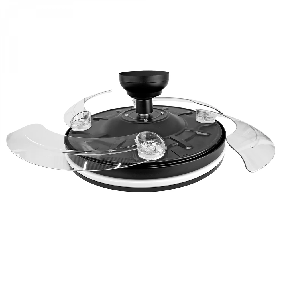 Lubinis šviestuvas Dimeriuojama LED lubinė lempa su ventiliatoriumi ir pultu 60W 5400Lm 3000K-4200K-6000K IP20 VIDEX VL-CLF01-60CB | juoda – Įmontuotas oro ventiliatorius su 6 režimais ir nuotolinio valdymo pulteliu