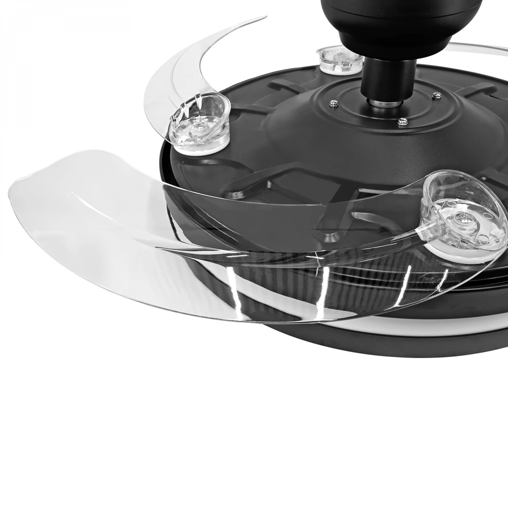 Lubinis šviestuvas Dimeriuojama LED lubinė lempa su ventiliatoriumi ir pultu 60W 5400Lm 3000K-4200K-6000K IP20 VIDEX VL-CLF01-60CB | juoda – Įmontuotas oro ventiliatorius su 6 režimais ir nuotolinio valdymo pulteliu