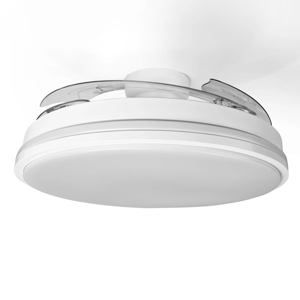 Lubinis šviestuvas Dimeriuojama LED lubinė lempa su ventiliatoriumi ir pultu 60W 5400Lm 3000K-4200K-6000K IP20 VIDEX VL-CLF01-60CW | balta – Įmontuotas oro ventiliatorius su 6 režimais ir nuotolinio valdymo pulteliu