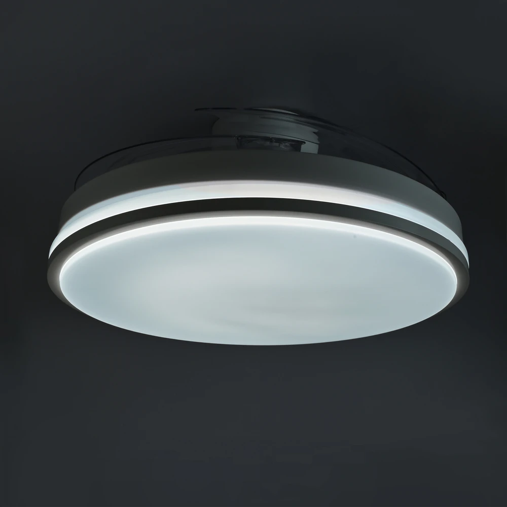 Lubinis šviestuvas Dimeriuojama LED lubinė lempa su ventiliatoriumi ir pultu 60W 5400Lm 3000K-4200K-6000K IP20 VIDEX VL-CLF01-60CB | juoda – Įmontuotas oro ventiliatorius su 6 režimais ir nuotolinio valdymo pulteliu