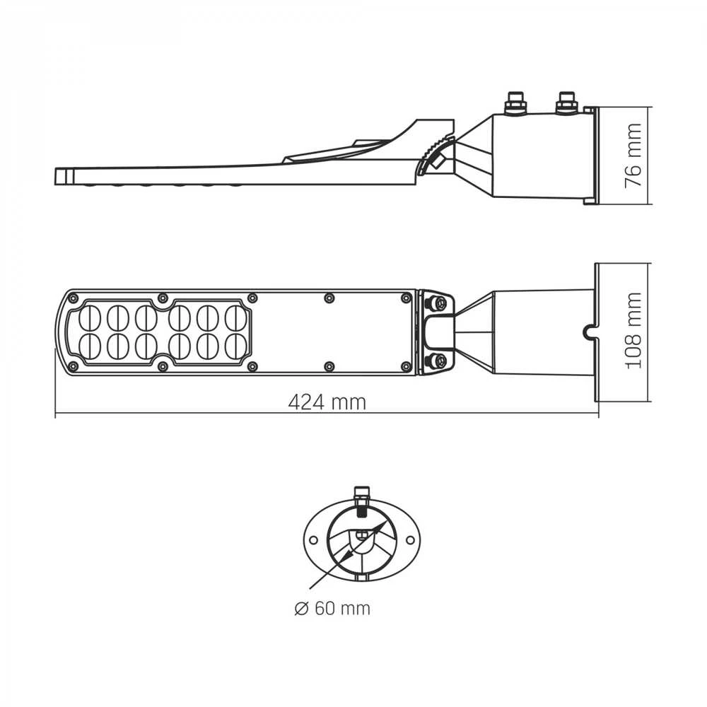 LED gatvės šviestuvas 30W 2700Lm 5000K IP65, VIDEX VL-SLE18-0305 | juodas – Patvarus korpusas ir patikimas pėsčiųjų šaligatvių apšvietimas be akinimo