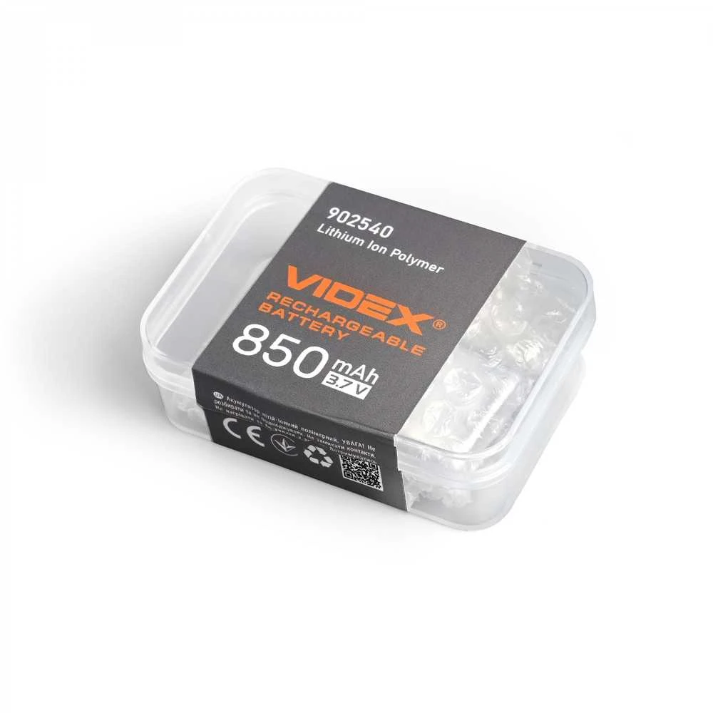 Įkraunama baterija VIDEX Li-pol 850mAh, VLF-B902540-85 – Aukščiausios kokybės ličio polimero atsarginis maitinimo elementas su sertifikuota talpa
