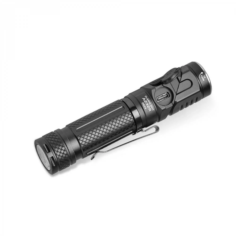 Įkraunamas kampinis LED žibintuvėlis Luminus SST20 10W, Raudona šviesa, 1000Lm 5000K, Li-ion 18650 2200mAh, VIDEX VLF-A232R – 90° sukiama galva un galvas juosta