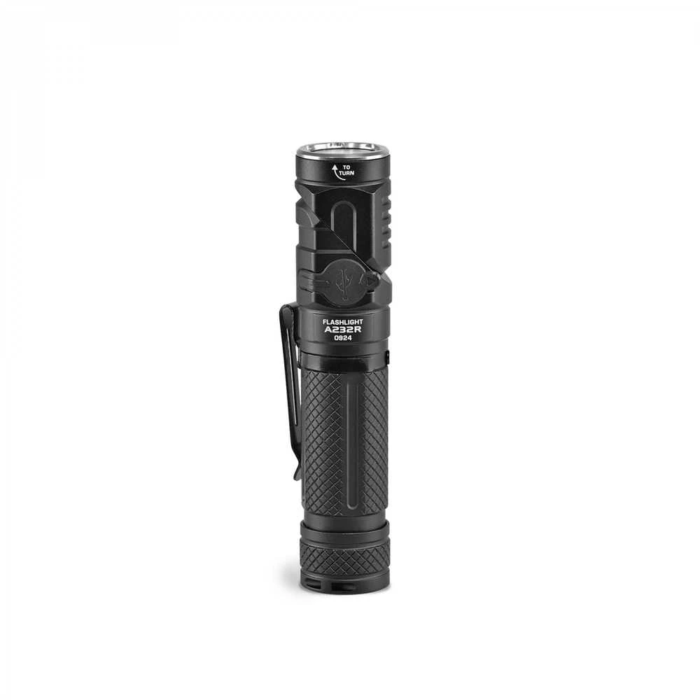 Įkraunamas kampinis LED žibintuvėlis Luminus SST20 10W, Raudona šviesa, 1000Lm 5000K, Li-ion 18650 2200mAh, VIDEX VLF-A232R – 90° sukiama galva un galvas juosta