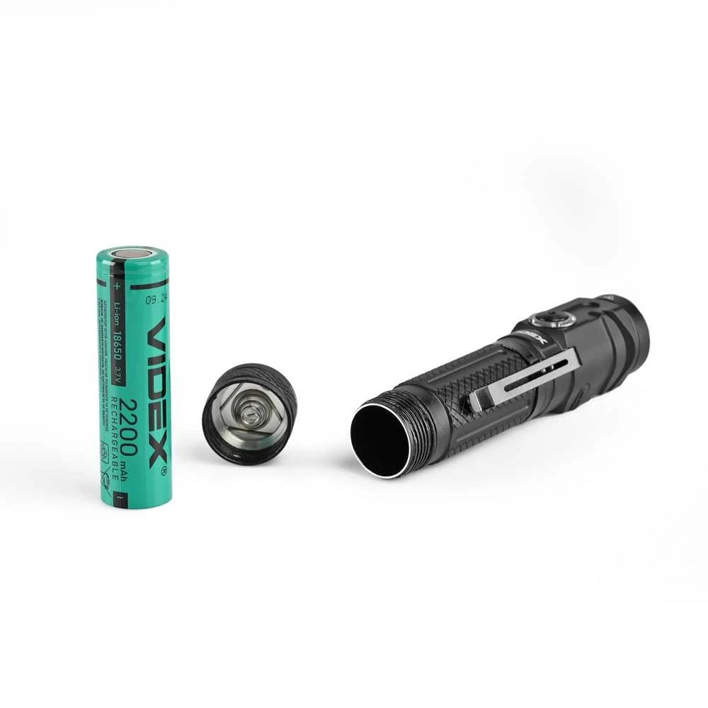 Įkraunamas kampinis LED žibintuvėlis Luminus SST20 10W, Raudona šviesa, 1000Lm 5000K, Li-ion 18650 2200mAh, VIDEX VLF-A232R – 90° sukiama galva un galvas juosta