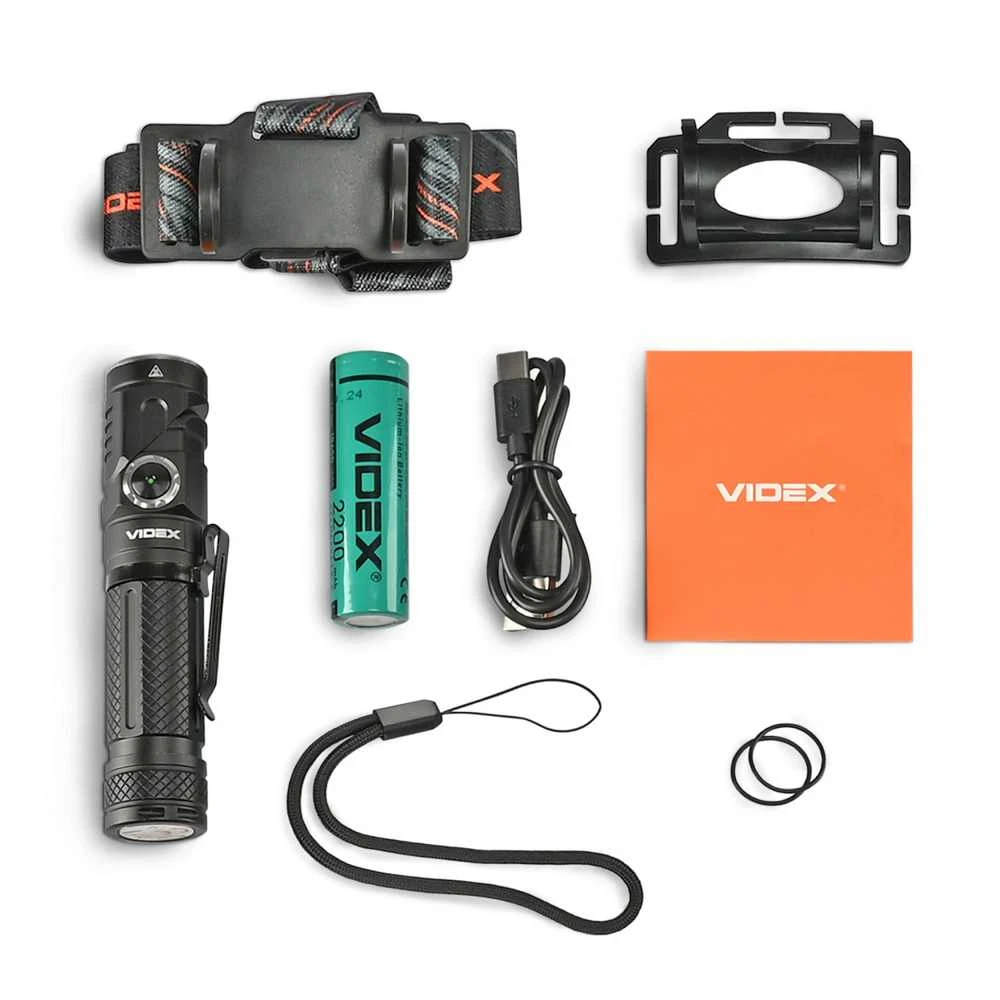 Įkraunamas kampinis LED žibintuvėlis Luminus SST20 10W, Raudona šviesa, 1000Lm 5000K, Li-ion 18650 2200mAh, VIDEX VLF-A232R – 90° sukiama galva un galvas juosta