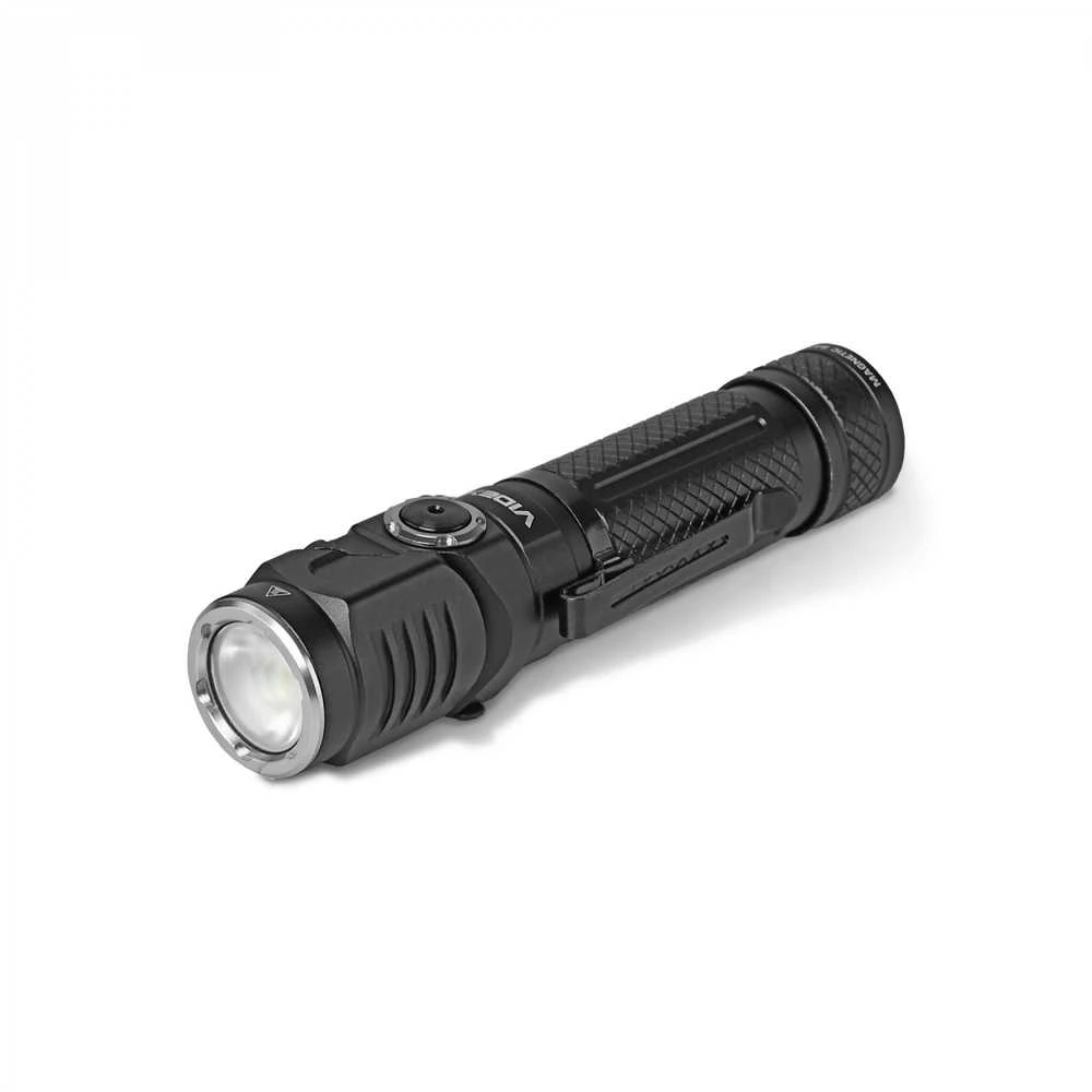 Įkraunamas kampinis LED žibintuvėlis Luminus SST20 10W, Raudona šviesa, 1000Lm 5000K, Li-ion 18650 2200mAh, VIDEX VLF-A232R – 90° sukiama galva un galvas juosta