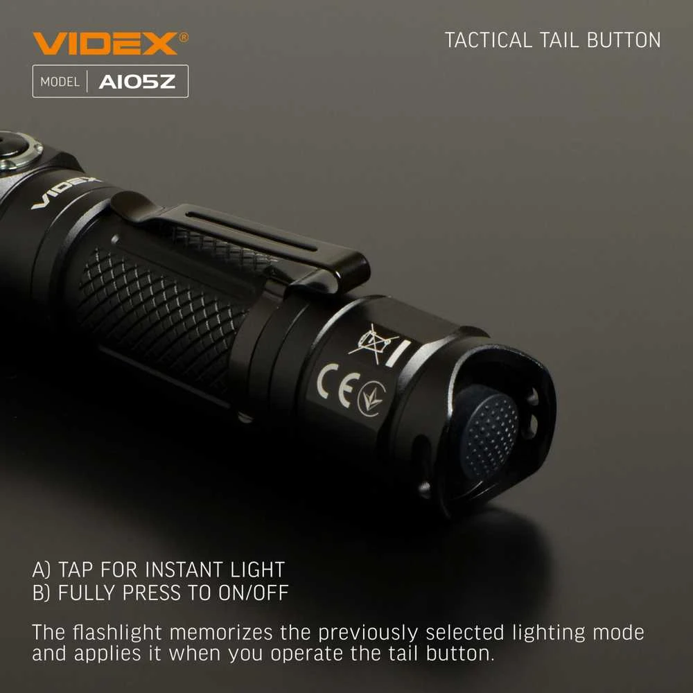 Įkraunamas kišeninis LED žibintuvėlis Luminus SST40 10W, 1200Lm 5000K, Li-ion 18650 2200mAh, VIDEX VLF-A105Z – Optinis priartinimas tiksliam spindulio fokusavimui