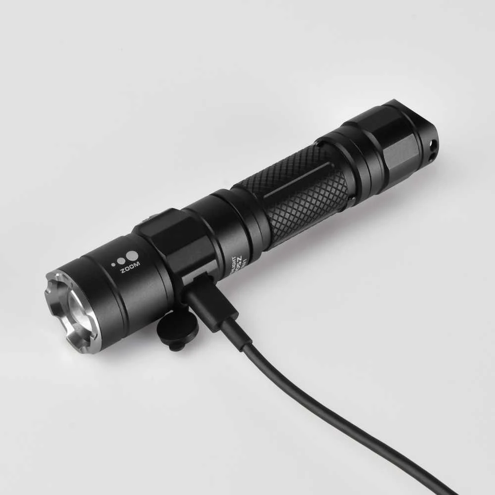 Įkraunamas kišeninis LED žibintuvėlis Luminus SST40 10W, 1200Lm 5000K, Li-ion 18650 2200mAh, VIDEX VLF-A105Z – Optinis priartinimas tiksliam spindulio fokusavimui