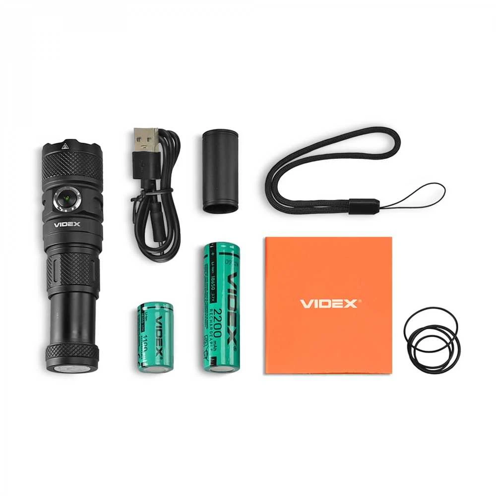 Įkraunamas kišeninis LED žibintuvėlis Luminus SST40 10W, 1500Lm 5000K, 18350/18650 baterijos, VIDEX VLF-A298 – Modulinis keičiamo dydžio korpusas su dviem baterijomis