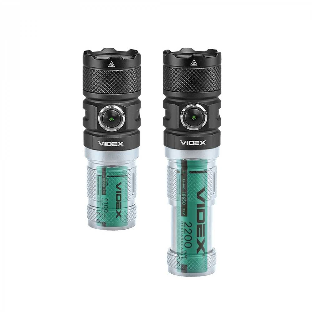 Įkraunamas kišeninis LED žibintuvėlis Luminus SST40 10W, 1500Lm 5000K, 18350/18650 baterijos, VIDEX VLF-A298 – Modulinis keičiamo dydžio korpusas su dviem baterijomis
