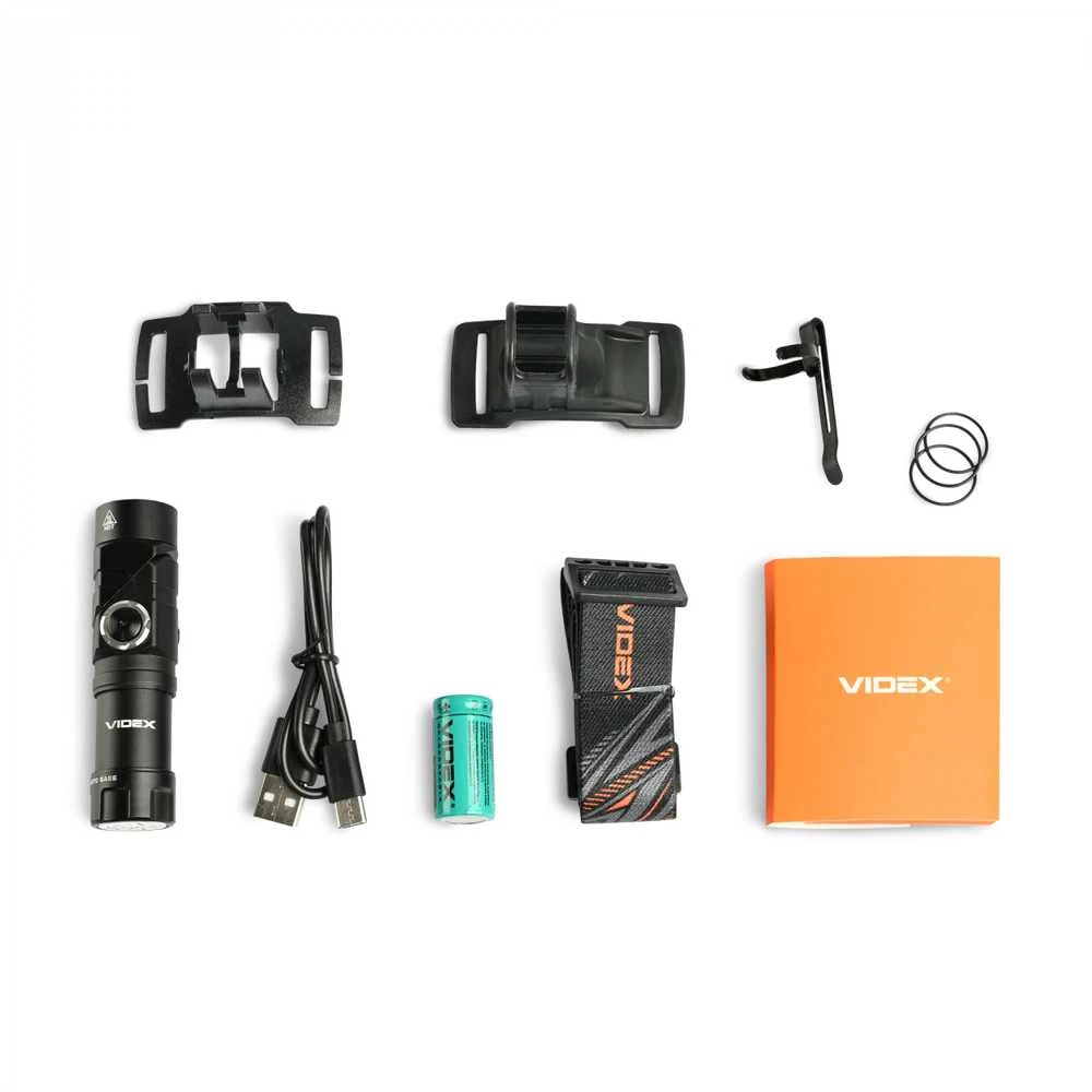 Įkraunamas kampinis LED žibintuvėlis Luminus SST20 10W, Raudona šviesa, 600Lm 5000K, Li-ion 16340 800mAh (keičiamas į CR123A), VIDEX VLF-A244RH – 90° sukiama galva
