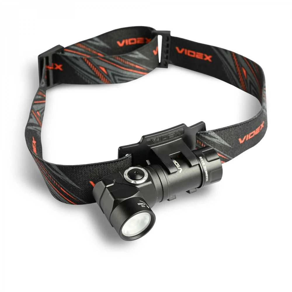 Įkraunamas kampinis LED žibintuvėlis Luminus SST20 10W, Raudona šviesa, 600Lm 5000K, Li-ion 16340 800mAh (keičiamas į CR123A), VIDEX VLF-A244RH – 90° sukiama galva