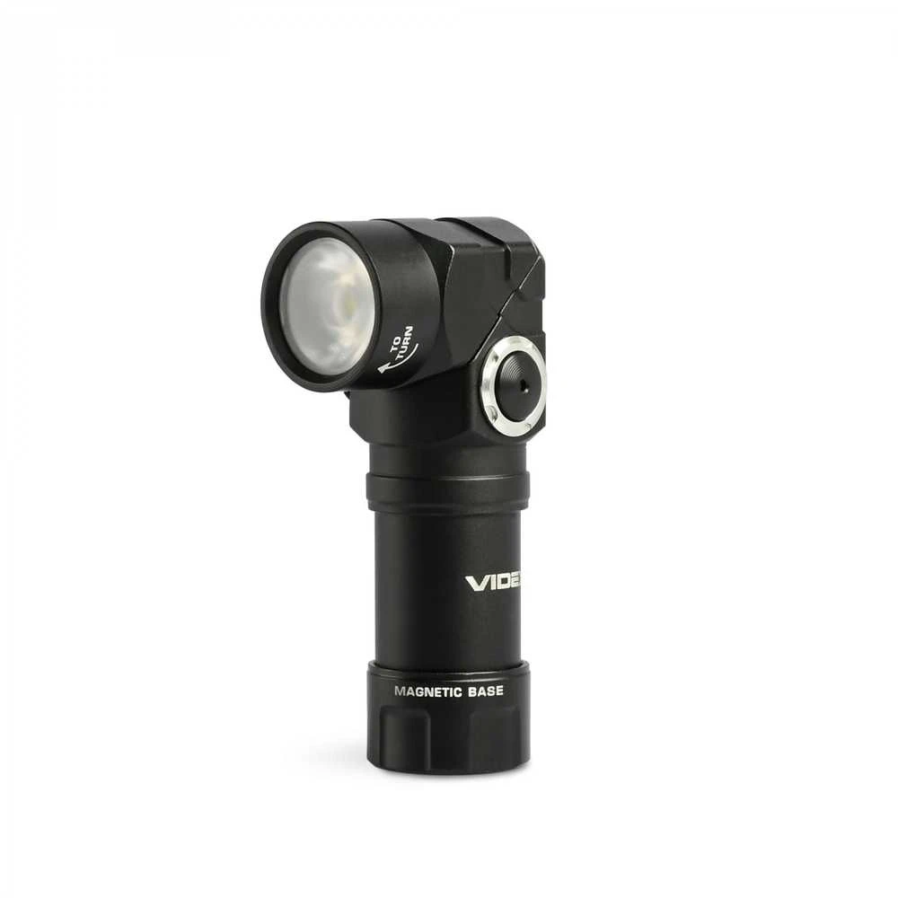 Įkraunamas kampinis LED žibintuvėlis Luminus SST20 10W, Raudona šviesa, 600Lm 5000K, Li-ion 16340 800mAh (keičiamas į CR123A), VIDEX VLF-A244RH – 90° sukiama galva