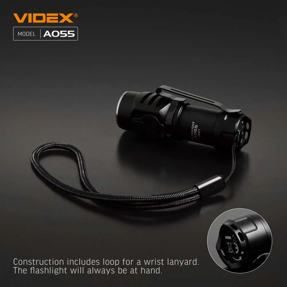 Įkraunamas kišeninis LED žibintuvėlis Luminus SST20 10W, 600Lm 5700K, Li-ion 16340 800mAh (keičiamas į CR123A), VIDEX VLF-A055 – Kompaktiškas dydis ir plieno klipsas