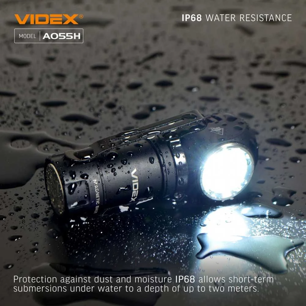 Įkraunamas kampinis LED žibintuvėlis Luminus SST20 10W, 600Lm 5700K, Li-ion 16340 800mAh (keičiamas į CR123A), VIDEX VLF-A055H – Šoninė šviesa, magnetinis pagrindas