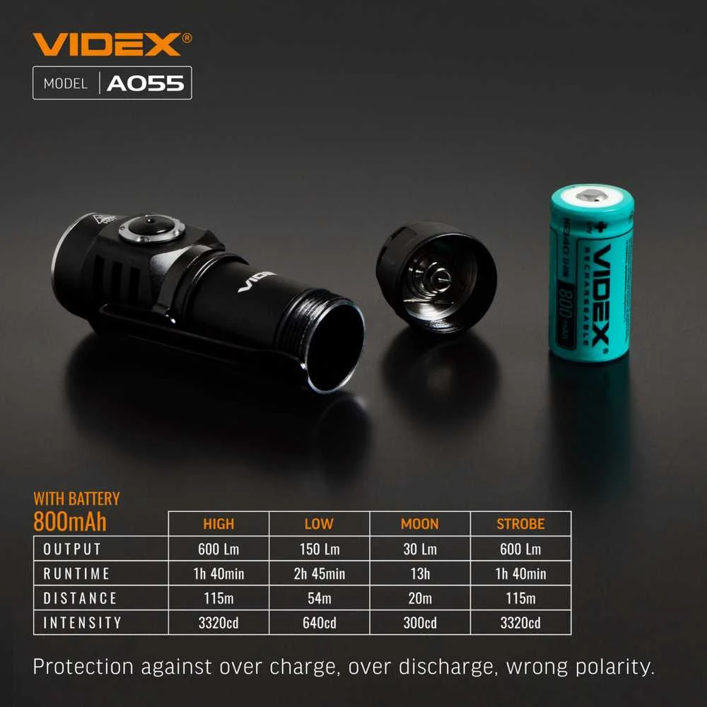 Įkraunamas kišeninis LED žibintuvėlis Luminus SST20 10W, 600Lm 5700K, Li-ion 16340 800mAh (keičiamas į CR123A), VIDEX VLF-A055 – Kompaktiškas dydis ir plieno klipsas